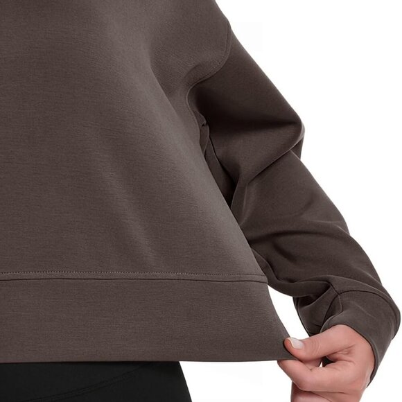 Brand New Women's Modal Long Sleeve Cropped Sweatshirt in Brown, Medium - Picture 4 of 6